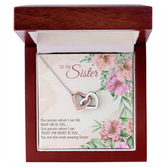 Interlocking Hearts Necklace - For Sister Whom I Can Trust The Most